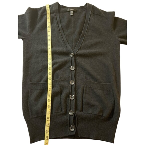 AQUA 100% Cashmere Black Cardigan Sweater‎ Women’s Size S Button Front Pockets - Picture 5 of 6